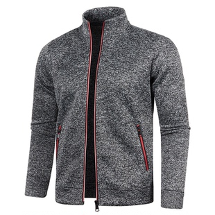 2026秋冬男士卫衣运动休闲立领纯色开衫外套Men's sports jacket