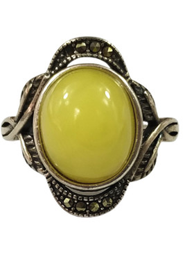 琥珀蜜蜡戒指女天然s925活口俄料