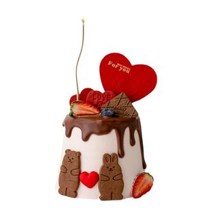 2.14情人节蛋糕装饰熊兔爱心饼干摆件情侣告白爱心卡片2026插件