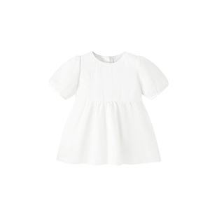 【商场同款】英氏女童连衣裙秋季新款小白裙童装女宝透气裙子