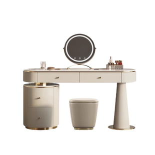 2026新款意式极简岩板梳妆台卧室现代简约轻奢斗柜一体实木化妆桌