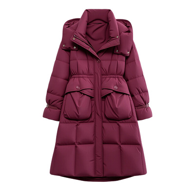 雅鹿加厚加绒保暖女中长款羽绒服