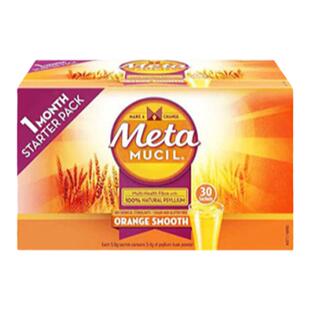 澳大利亚直邮Metamucil美达施吸油纤维素膳食纤维粉香橙味30包/盒