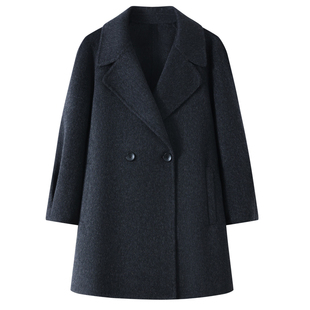 宽松双排扣双面羊绒大衣女中长款秋冬加厚呢子中年妈妈羊毛呢外套