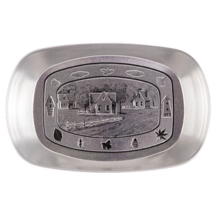 银色复古印花水果盘铁盘 糖果甜品零食盘子 创意欧式厨房收纳用品