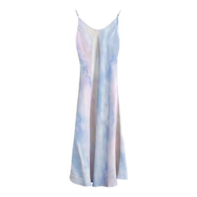 SUNLEKEO醋酸缎面垂感波点裙女