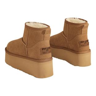 达芙妮厚底雪地靴女2026冬季新款短靴保暖加绒增高东北面包棉鞋子