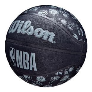 Wilson威尔胜官方NBA联名球队全队徽PU室内外7号篮球黑色送礼收藏