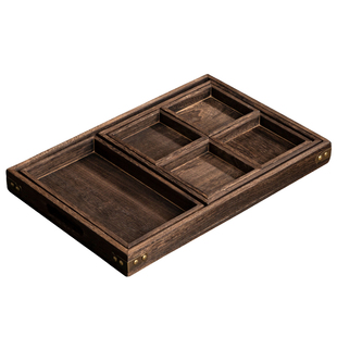 中式木质托盘茶点盘点心盘糕点盘零食小吃干果盘围炉煮茶分格果盘