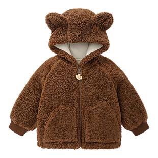 迷你巴拉巴拉男女童毛绒外套2025冬季新款宝宝抗静电保暖可爱上衣