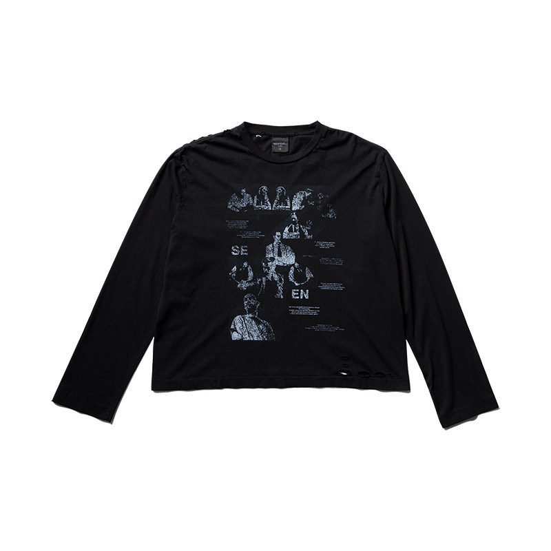 WENFENG LI 26SS 成衣染色vintage「七宗罪」长袖T恤内搭打底上衣