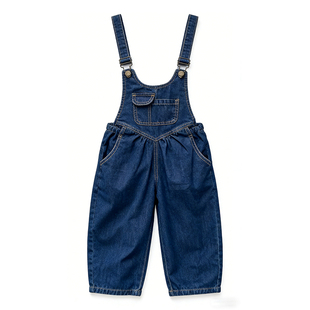 女童背带裤秋冬新款时髦牛仔裙女宝百搭裤子宽松韩版连体裤童装潮