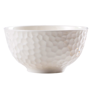 唐山骨瓷浮雕纯白餐具家用碗单个陶瓷创意碗盘碟自选吃米饭面碗