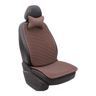 亚麻汽车坐垫单片三件套四季通用荞麦壳单垫无靠背车座套冬季毛绒