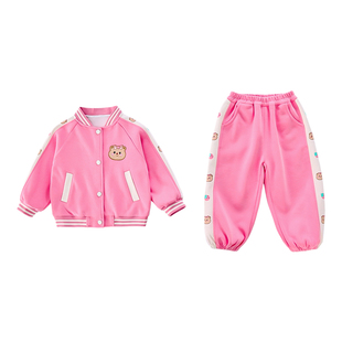 女童卡通棒球服套装春季2026新款网红宝宝洋气时髦春装运动两件套