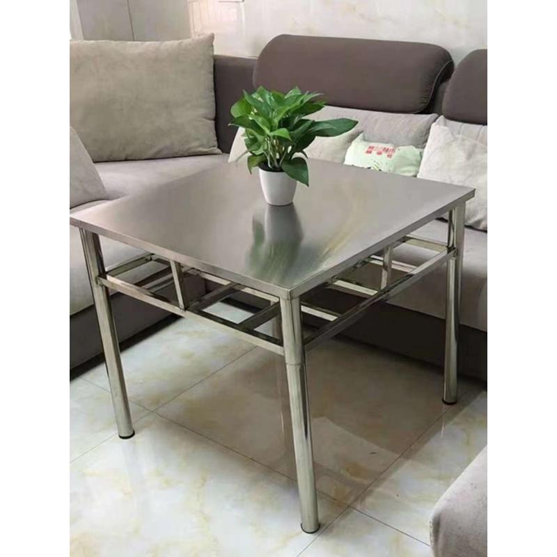 304不锈钢餐桌小吃饭桌子折叠家用正方形烤火桌架四方写字八仙桌