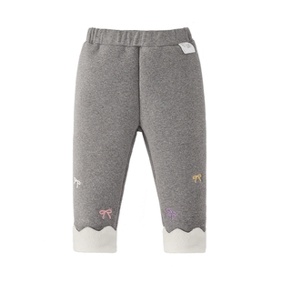 [抗菌远红外]打底裤女童宝宝加绒蝶结绣花女小童秋冬裤子宝宝棉裤