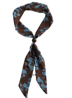 高级感格纹串珠丝巾项链女小众