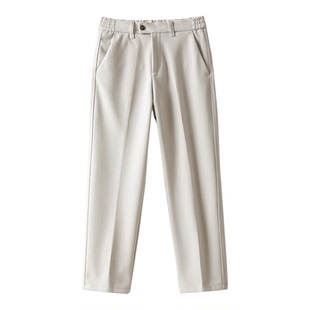 LUUD 儒雅通勤感半松紧腰休闲西裤男士秋冬保暖磨毛毛呢直筒长裤