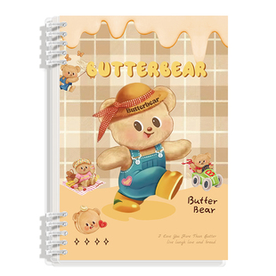 B5黄油小熊活页本笔记本本子线圈本学生用不咯手软圈记事本小号