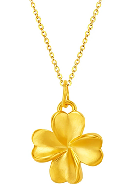 沙金四叶草吊坠项链高级感毛衣链