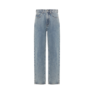 PB复古印花开衩直筒裤女宽松显瘦