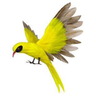 新款仿真羽毛黄鹂鸟教学摄影道具假鸟橱窗鸟巢装饰黄莺鸟模型摆件