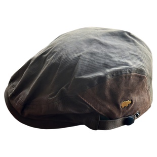 日本设计师刺绣河马前进帽子男女大头围拼接画家帽贝雷帽日系复古