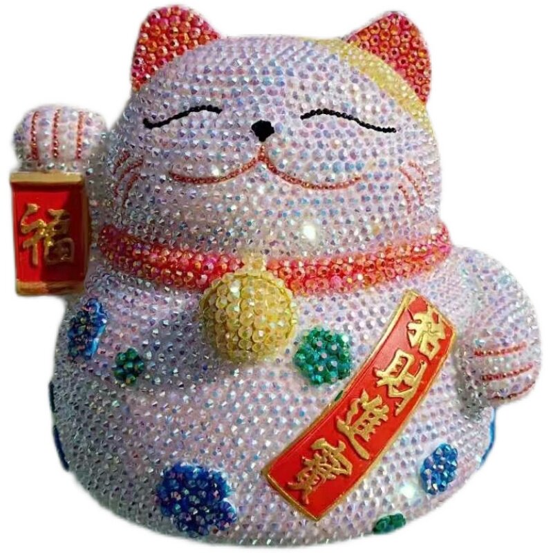 手工贴钻大号招财猫摆件礼品客厅