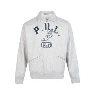 短句先生秋冬美式复古印花半拉链加绒男女宽松卫衣