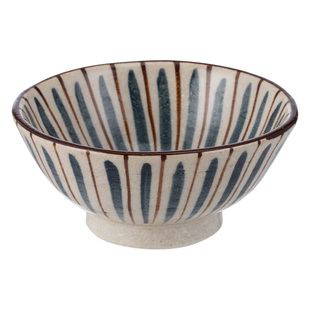 日本进口濑户烧本业窑陶瓷饭碗手作复古餐碗日式米饭碗条纹餐具