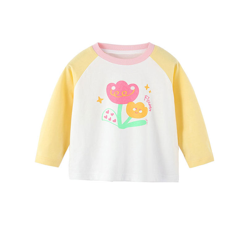 女童T恤秋季纯棉宝宝衣服春秋小婴儿打底衫女孩上衣儿童童装秋装