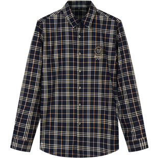 BM男士衬衣2021新款潮流英伦格子花衬衫男高级感轻奢商务休闲长袖