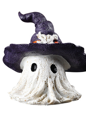 万圣节魔法帽小幽灵树脂摆件装饰品搞怪鬼脸节日派对道具桌面手办