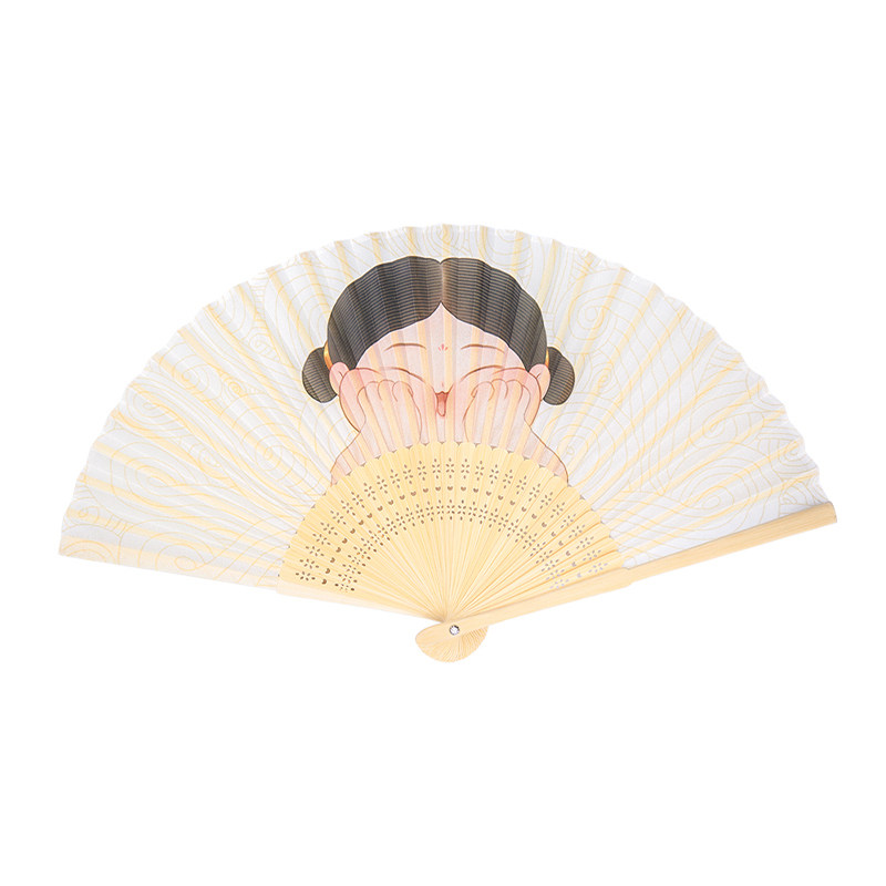 鹿想IDEER胖脸吉祥国潮女扇子古风折扇小众夏6寸中国风破云折叠扇