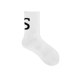 4双装四季款纯色男长袜sm字母潮流白袜黑运动吸汗性感长高筒提花