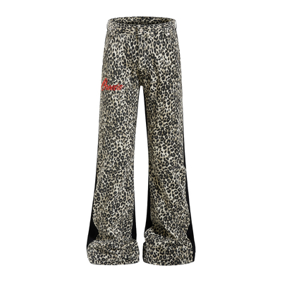 2026春豹纹微喇牛仔裤显瘦显高