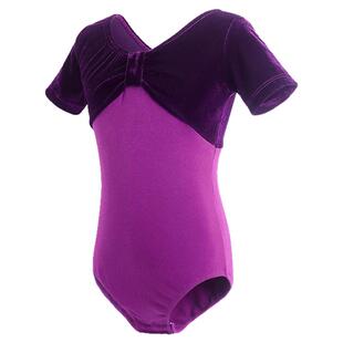 舞蹈服女儿童春秋长袖跳舞练功服女童丝绒紫色舞蹈衣中国舞体操服