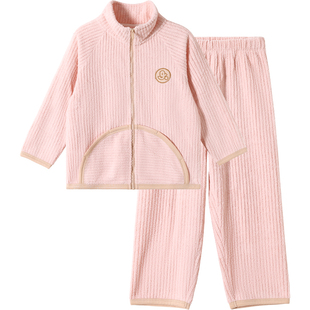 久岁伴儿童睡衣套装男童女童秋冬新品雪粒绒中大童保暖长袖家居服