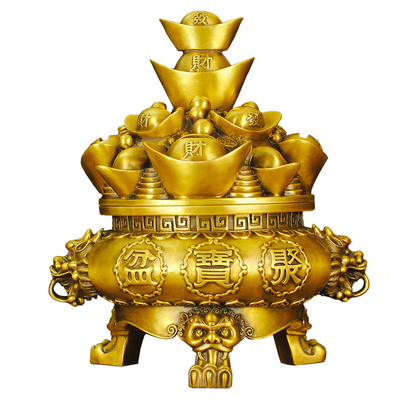 开盖聚宝盆办公室客厅铜简约大号