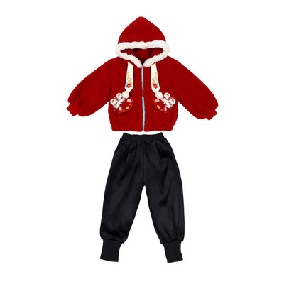 男女宝宝冬季加厚毛毛衣套装儿童喜庆拜年服兄妹姐弟班服元旦表演