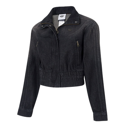 阿迪达斯三叶草女装2026春款纯棉复古短款牛仔运动夹克外套KD3918