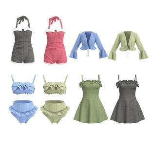 【一起去度假】atlanticbeach度假泳衣复古连体裙式泡温泉泳装