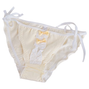 「千夏奶黄」系带低腰丁字裤性感女士内裤绑带可解纯棉裆2026新款