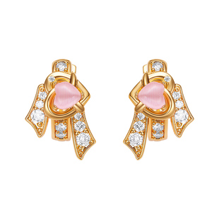 NanaJacqueline猫眼石小爱心钻饰扭结圈圈耳环耳饰高级感生日礼物