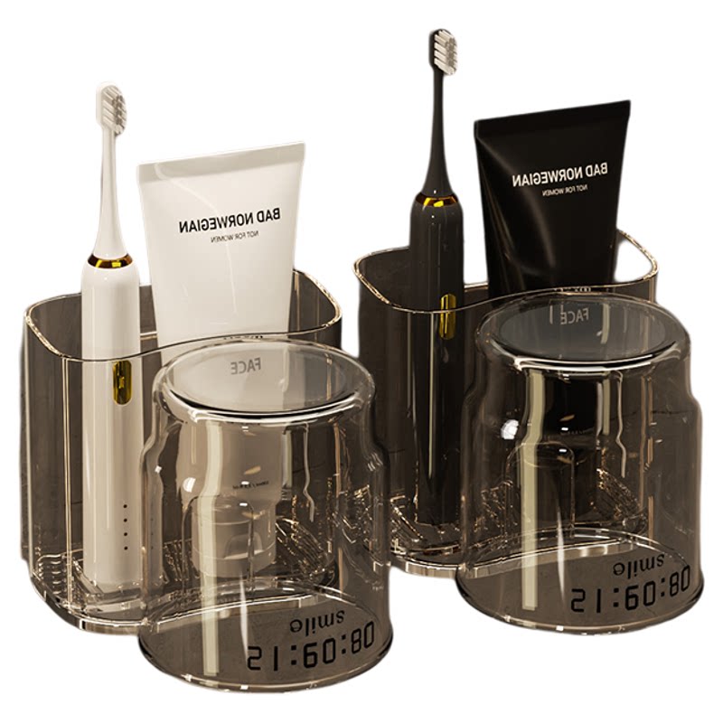 kaman轻奢牙刷置物架免打孔漱口杯电动牙刷情侣壁挂式牙膏挂架子