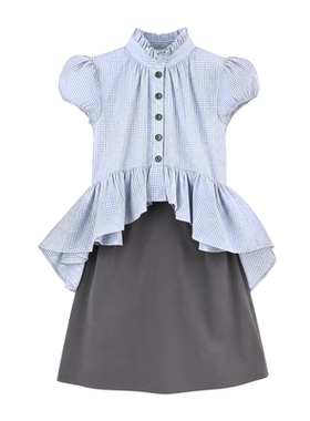 【黄灿灿同款】KIM Classic「Nori」荷叶边假两件衬衫连衣裙夏季