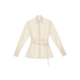 THE MEANING OF 25春夏新品 宽条纹系带高领衬衫 SOLSOL买手店