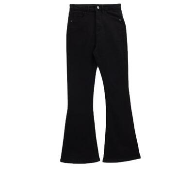 百家好黑色加绒微喇牛仔裤女