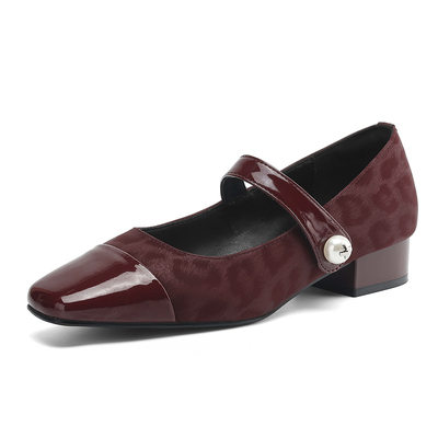 达芙妮单鞋女法式复古玛丽珍鞋2026年新款夏季方头气质豹纹小皮鞋